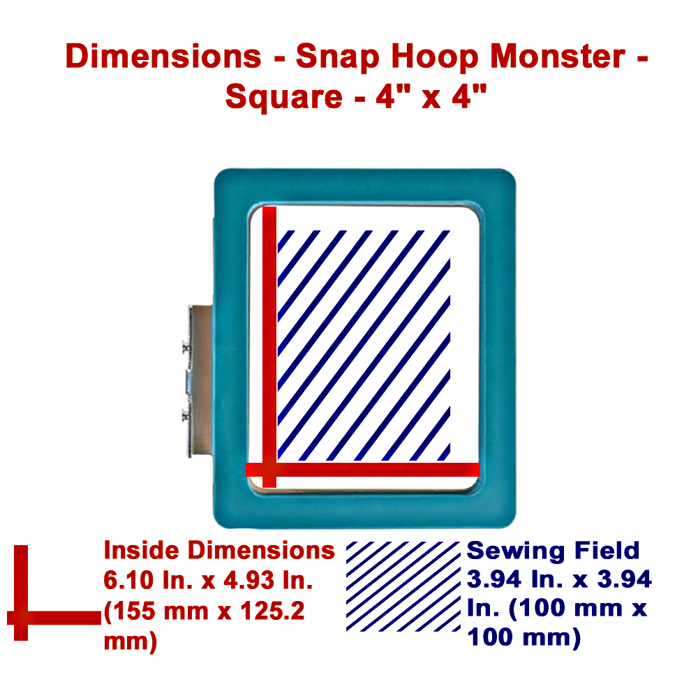 Actual dimensions of a machine embroidery hoop.